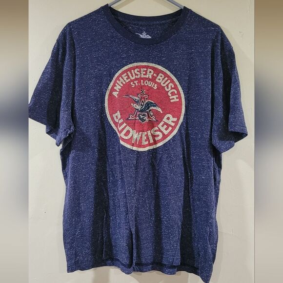 Anheuser-Busch Budweiser T-Shirt Mens Size XL Graphic Tee Heathered Blue - Picture 1 of 3